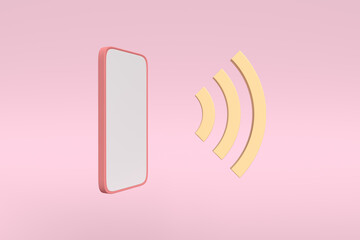 Smart phone symbol on pink background. 3d illustration