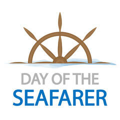 Seafarer Day ships steering wheel, vector art illustration.