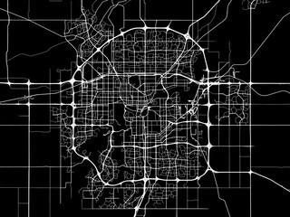 Vector road map of the city of  Edmonton Alberta in Canada with white roads on a black background. - obrazy, fototapety, plakaty