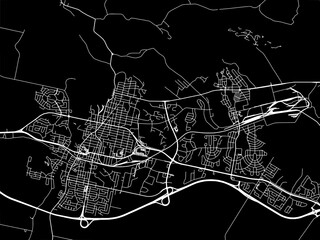 Vector road map of the city of  Jonquière Quebec in Canada with white roads on a black background.
