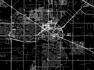 Vector road map of the city of  Langley British Columbia in Canada with white roads on a black background.