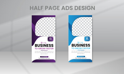 Business Marketing Google Ad Half Banner Set Template Premium Vector