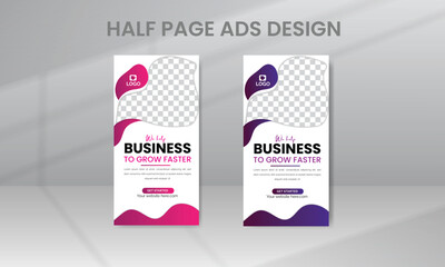 Business Ads Banner Design Set, Popular Half Page Web Banner Design, Google Ads