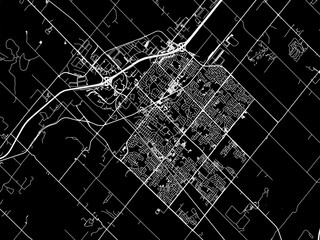Vector road map of the city of  Milton Ontario in Canada with white roads on a black background.