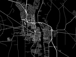 Vector road map of the city of  Saint-Jean-sur-Richelieu Quebec in Canada with white roads on a black background.