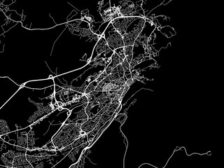 Vector road map of the city of  St. John's Newfoundland and Labrador in Canada with white roads on a black background.