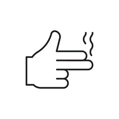simple thin line finger like pistol. flat stroke style trend modern logotype graphic art design element isolated on white background. concept of silly joke or children war games