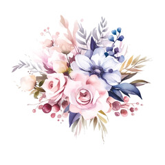 Transparent Watercolor Fairy Florals: Soft Pastel Clipart Arrangements for Creative Projects