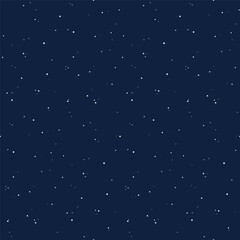 Night sky with little white stars seamless pattern on blue background. Flat style vector illustration. Abstract geometric design. Starry sky, space, cosmos, galaxy, universe backdrop, wallpaper