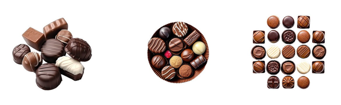 Bonbon Chocolate Pralines Texture Background, Cocoa Candies Banner, Chocolate Praline on transparent