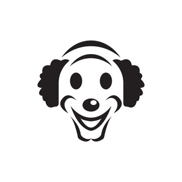 Clown character logo icon, vector illustration design template.