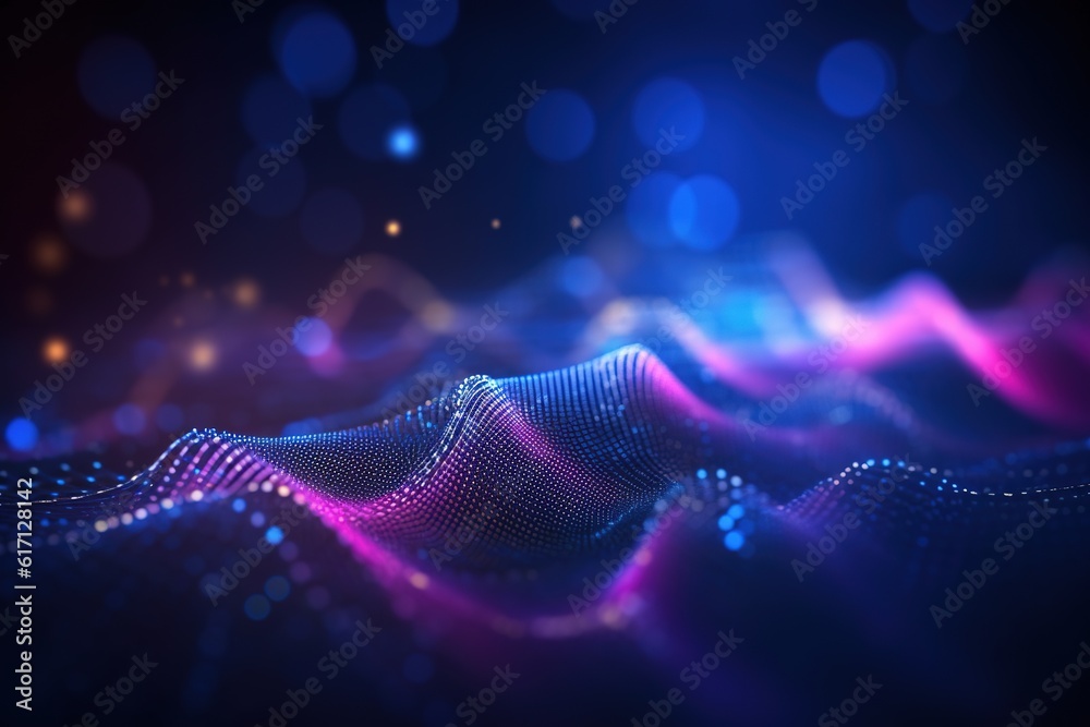 Wall mural abstract background with waves. technology digital wave background.