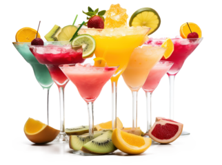 Tropical cocktails isolated on transparent background