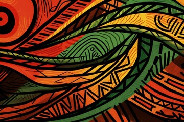 Background with African patterns, African colors, digital illustration. Generative AI