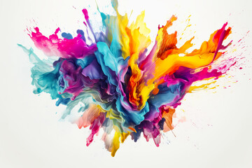 Colorful dripping and splashes on white background. Generative AI illustration