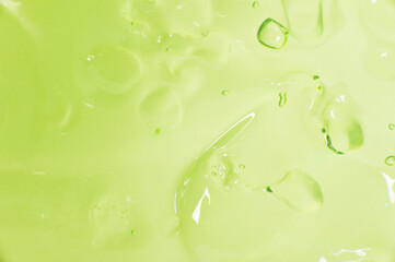 Texture gels Aloe Vera closeup. Green gel macro. Skincare, health care concept