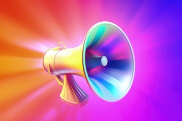 Megaphone on abstract background, publicity and advertisement concept. Generative AI