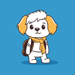 Cute dog with backpack, cartoon style. Perfect for back to school theme.