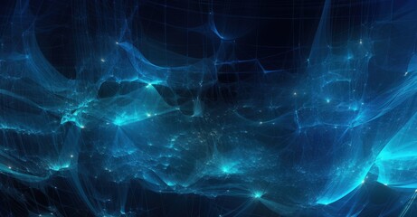 Blue background with luminous connections, network concept, digital illustration. Generative AI