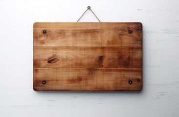 Wooden board on white background, space for writing, digital illustration. Generative AI