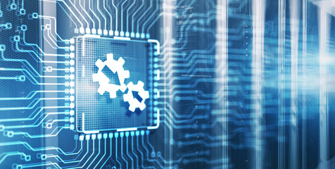 Inscription INTEGRATION on 3d Electronic Circuit Board Chip