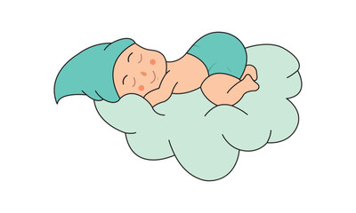 Baby child sleeping illustration.