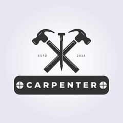 Simple logo vintage carpenter vector illustration design