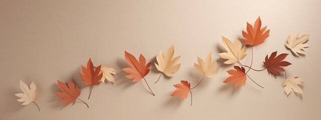 Obraz premium Fall seasonal background with paper autumn leaves