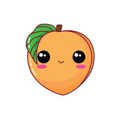Vector drawing of peach in kawaii style