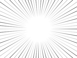Black lines sunburst rays background, vector illustration