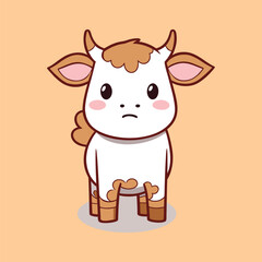 Colorful vector illustration of a cartoon cute farm animal cow. Editable and perfect for various design projects.