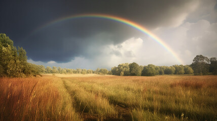 rainbow over field