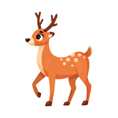 Cute Deer with Antler and Brown Spotted Coat as Forest Animal Vector Illustration