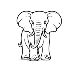 Cute elephant in vector line art, perfect for coloring, showcasing the beauty of wildlife.