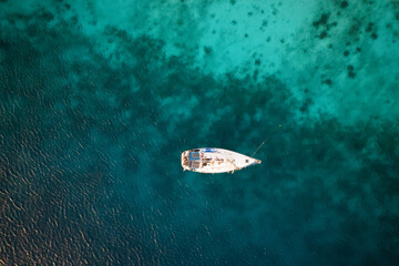 Sailboat at the Bonaire caribbean sea