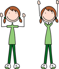 Happy kid exercises - shoulder overhead arm stretch