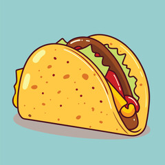 Fun and vibrant taco cartoon in vector format. Add a playful touch to your designs with this fast food element illustration.