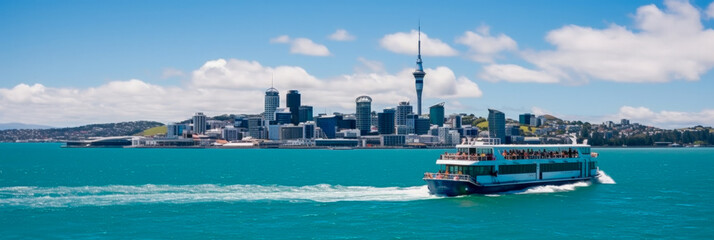 Fototapeta na wymiar Auckland panoramic view New Zealand - Generative AI