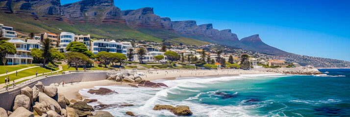 Cape Town panoramic view South Africa - Generative AI - obrazy, fototapety, plakaty
