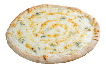 Cheesy pizza with several types of cheese
