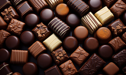 Chocolate Paradise: Discover a Bounty of Delightful Varieties with a Collection of Assorted Chocolates to Satisfy Every Sweet Craving.  Illustration.