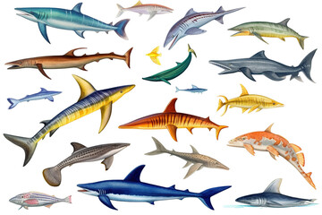 Obraz premium Playful Paintings fish. Transparent background. generative AI