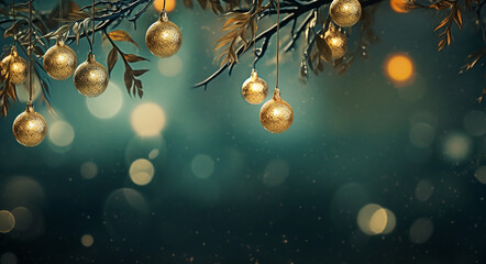 Christmas tree with lights, bokeh, close-up