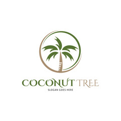 Coconut Tree Icon Vector Logo Template Illustration Design