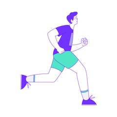 Happy Man Character Running Sport Marathon Vector Illustration