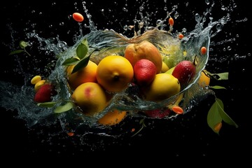 fruits in a splash