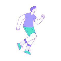 Happy Man Character Running Sport Marathon Vector Illustration