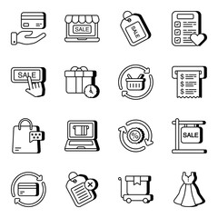 Set of Shopping and Ecommerce Linear Icons

