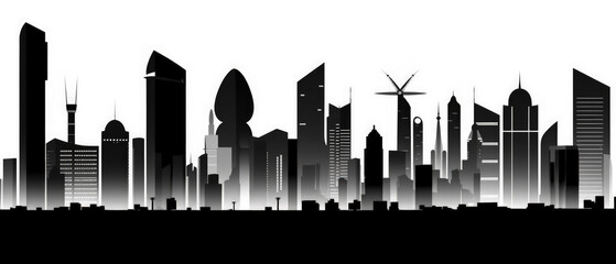 Saudi Arabia Landmarks Skyline Silhouette Style, Colorful, Cityscape, Travel and Tourist Attraction - Generative AI