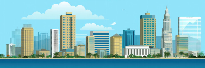 Mozambique Famous Landmarks Skyline Silhouette Style, Colorful, Cityscape, Travel and Tourist Attraction - Generative AI